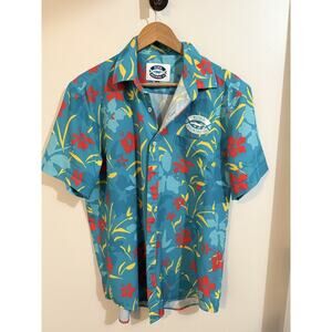 Kona Brewing Co Shirt Mens Medium Hawaiian Aloha Hibiscus Floral Performance